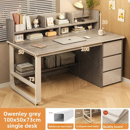 Firm Desk Simple Bookshelf Integrated Learning Desk Multi-purpose Office Computer Table And Chair Factory