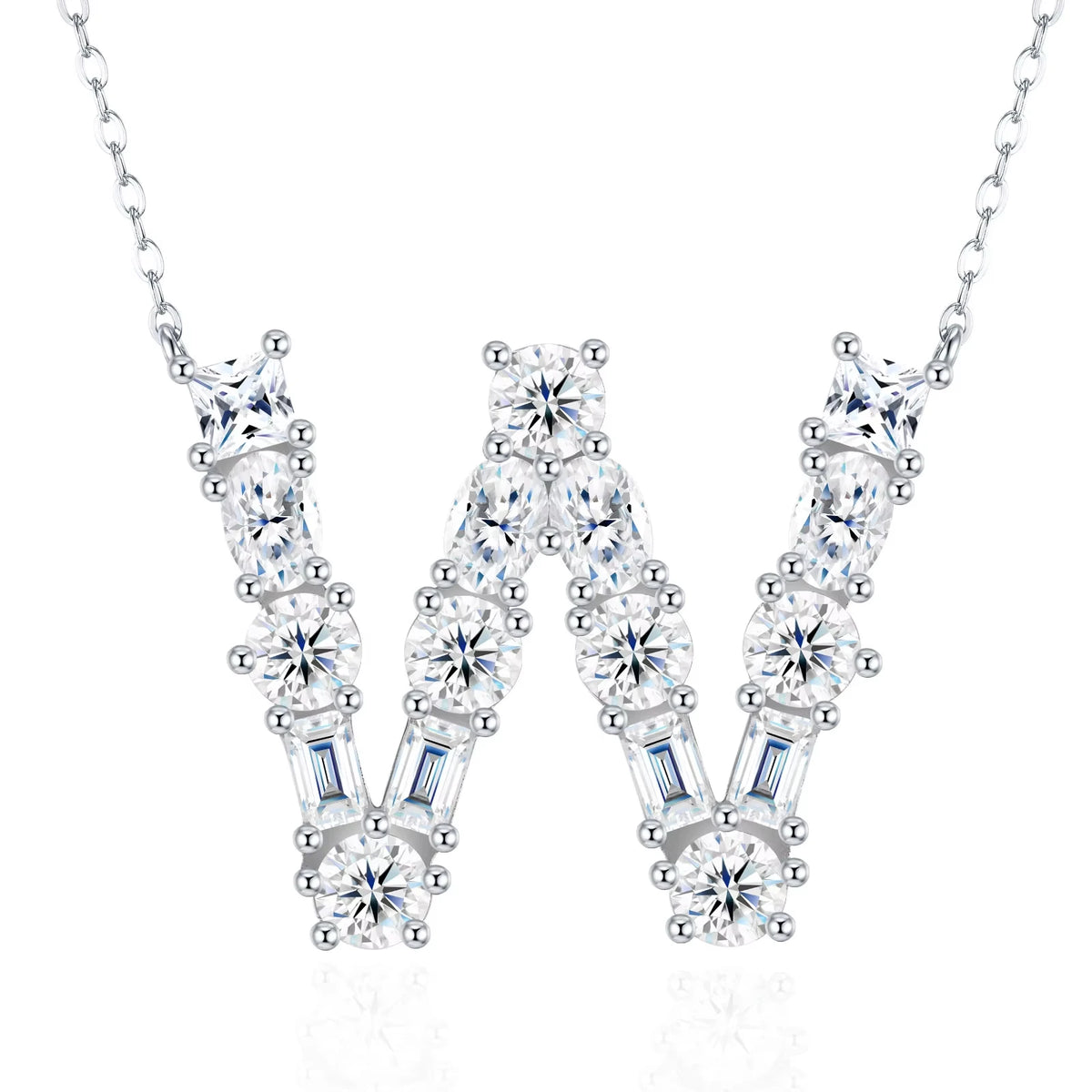 Fashion 26 Letter Man Women's Moissanite Custom Name Necklace 925 Sterling Silver Moissanite Diamond Pendant Necklace Gift