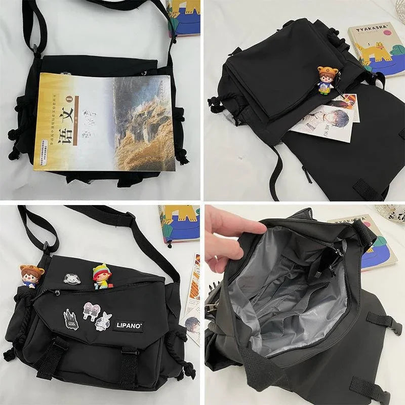Shoulder Bag Large Capacity Crossbody Bag Retro Workwear Postman Bags for Women Nylon Handbags