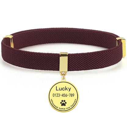 Cute Customized Cat Collar Round Metal Name Tag Breakaway AirTag Kitten Collars Adjustable Pet Collars for Cats and Puppies Dogs