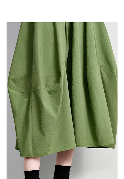 TOYOUTH Women's A-Line Bud Skirt 2026 Summer New Split Detail Retro Puff Midi Skirt, Lightweight Outdoor Wear