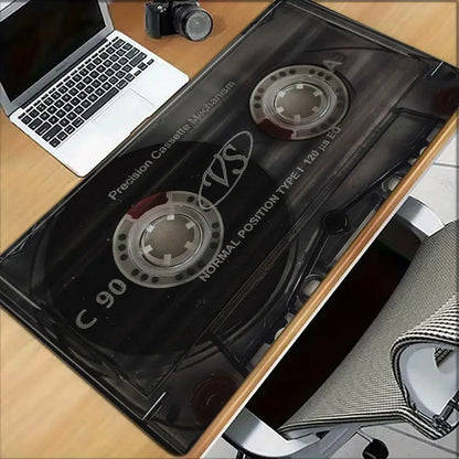 Retro Cassette Tape Large Gaming Mouse Pad Non Slip Rubber Base Keyboard Desk Mat Vintage Texture Desktop Mousepad  Office Gamer