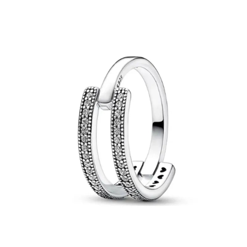 European New 925 Silver Heart-Shaped,Floral,Square Ring Suitable for Exquisite High-Quality Jewelry for Women at Wedding Parties