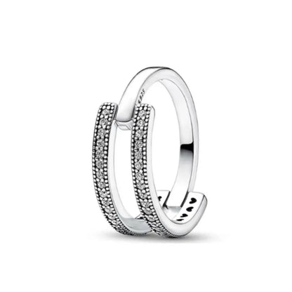 European New 925 Silver Heart-Shaped,Floral,Square Ring Suitable for Exquisite High-Quality Jewelry for Women at Wedding Parties