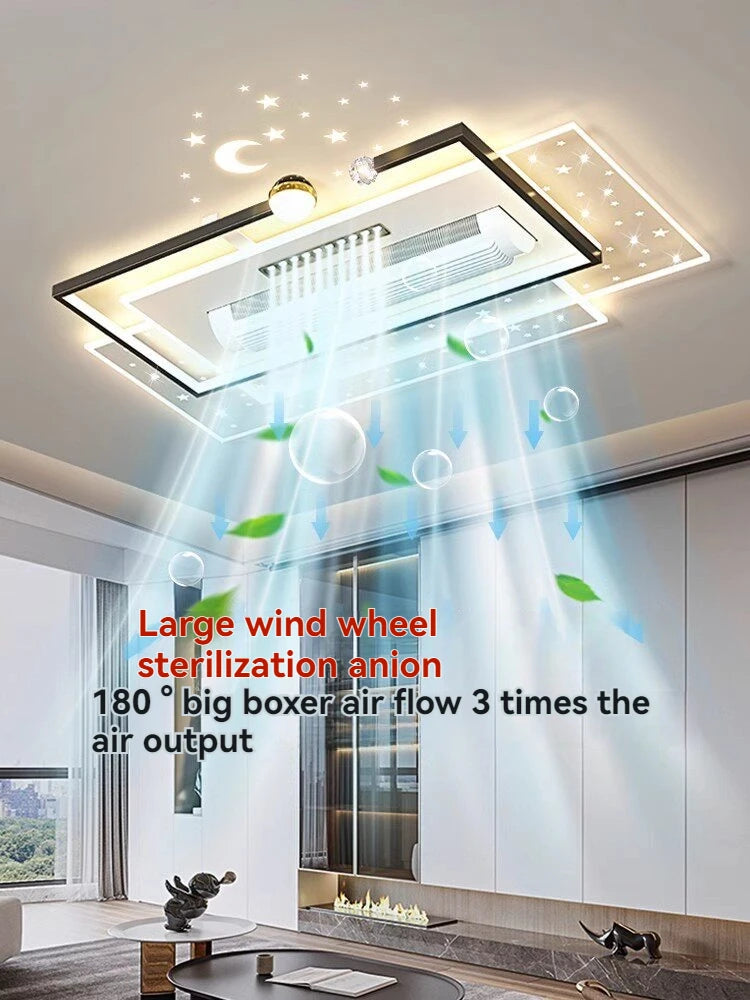 LED Bladeless Fan Light, Living Room Light, Modern Minimalist Smart Remote Control, Master Bedroom Study Ceiling Light 110V/220V