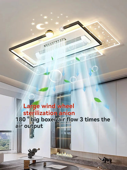 LED Bladeless Fan Light, Living Room Light, Modern Minimalist Smart Remote Control, Master Bedroom Study Ceiling Light 110V/220V