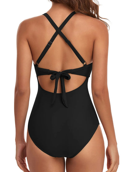 2026 Plain Ruched Swimsuit Women One Piece Solid Swimwear Female Beachwear Bathers Bathing Swimming Swim Bodysuit Summer
