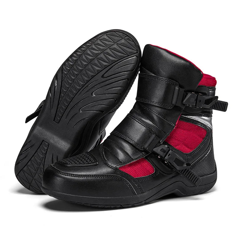 2026 New Men's Microfiber Leather Motorcycle Boots Breathable Anti-fall Anti-slip Road Racing Motorbike Shoes Rider Protective F