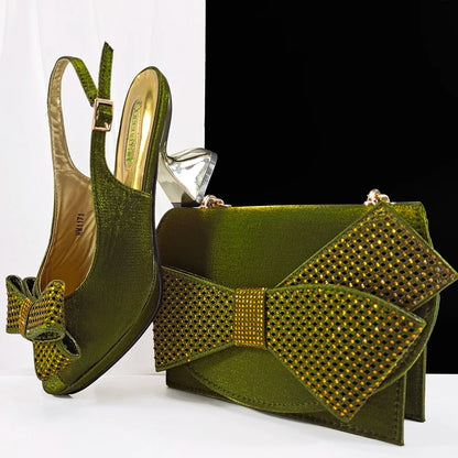 Doershow Lastest Italian Design Fashion Style Ladies Shoes with Matching Bag Set 2025 Nigerian Shoes and Bag Set HL1-1