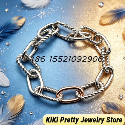 2026 New Dav High-Quality Bracelet Luxury Polished Gold Silver Tone Chain Bracelet Exquisite Craft Wrist Bangle for Formal Dinner & Dating