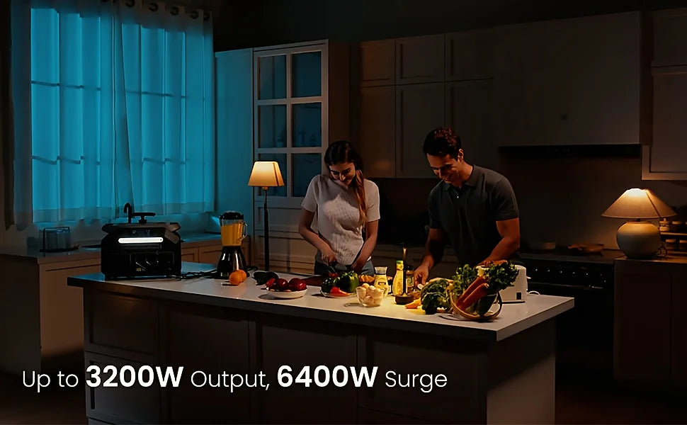 IEE 3200W Solar Generator P3200, 2048Wh Portable Power Station, LiFePO4 Battery, 0-80% in 45 Minutes Charging, APP, 16 Ports, Portable Power Station for Camping/Motorhomes/Emergency Power