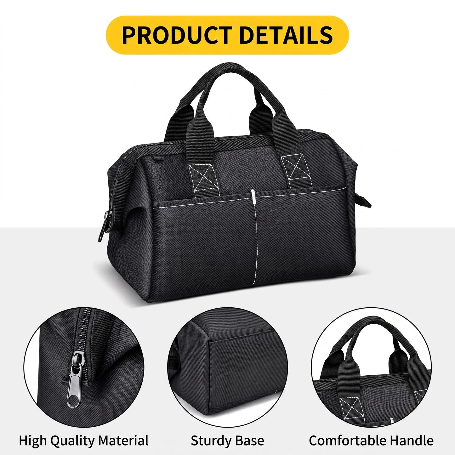 Professional Easy Access Tool Bag With Widened Opening Wear Resistant Oxford Cloth Portable Work Storage Bag For Electricians Carpenters DIY Enthusiasts Handyman Tool Carrier