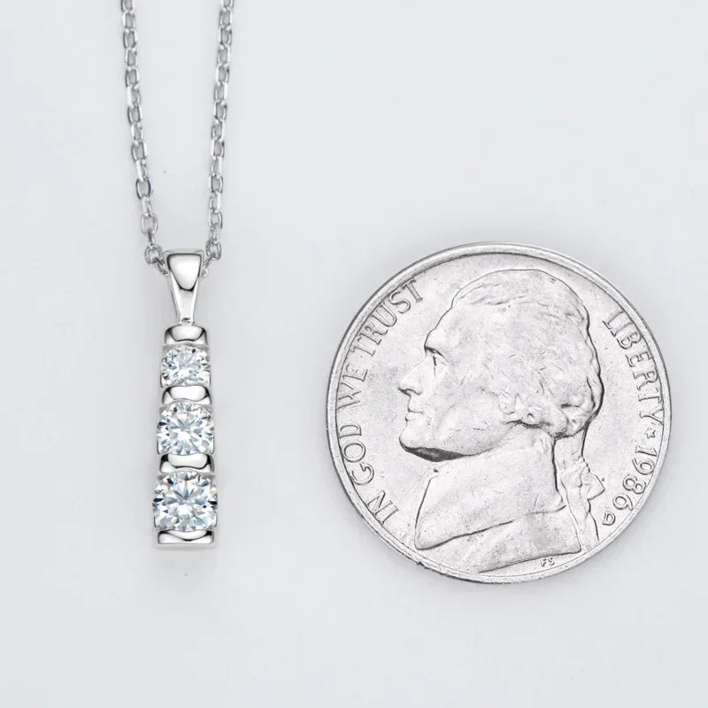 NASIAReal 3 Stone 0.9cttw Moissanite Pendant Necklace for Women GRA S925 Sterling Silver Diamond Chain Necklaces Jewelry 2026
