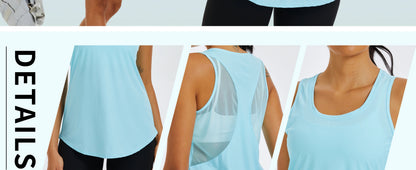 TACVASEN Womens Mesh Racerback Workout Tank Top Yoga Sleeveless Shirt High Low Curved Hem Quick Dry Breathable Athletic Vest