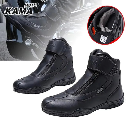 Waterproof Motorcycle Boots Waterproof Men Cowhide Breathable Motocross Riding Shoes Motorbike Off-road Outdoor Protective Boots
