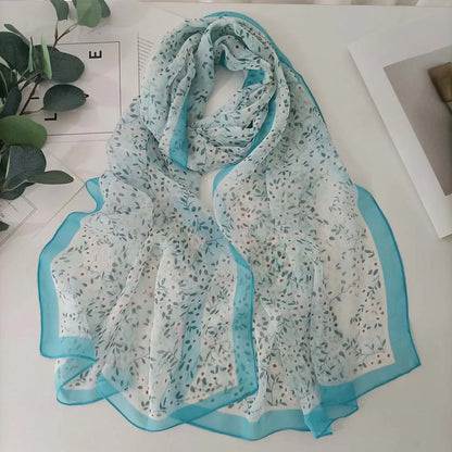 Small Flower Full of Stars Print Women Elegant Chiffon Georgette Bandana Scarf Summer Beach Sunscreen Thin Hijab Shawl