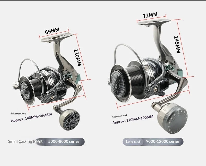Diao De Lai Spinning Fishing Reel Opt 5000 12000 Full Metal Snake Pattern Long Cast Anchor Fishing Line Reel For Adult Anglers