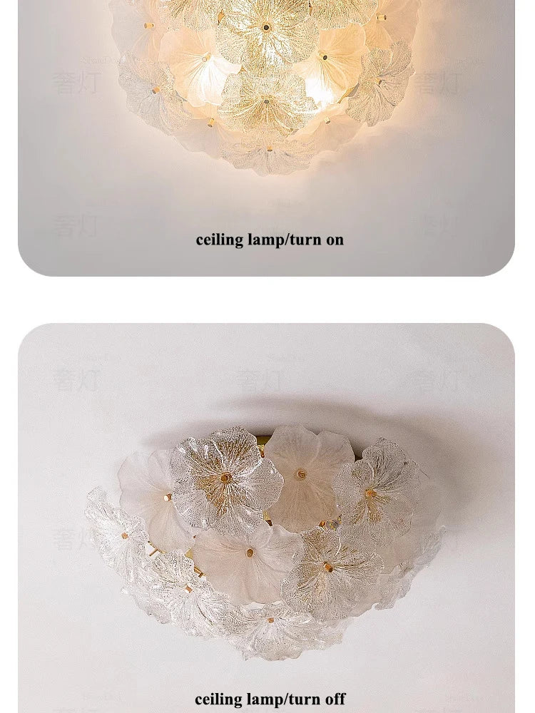 Modern Lustre Glass Flower Led Chandeliers Lighting Living Dining Room Pendant Lights Home Decor Bedroom Hanging Lamp Luminaire
