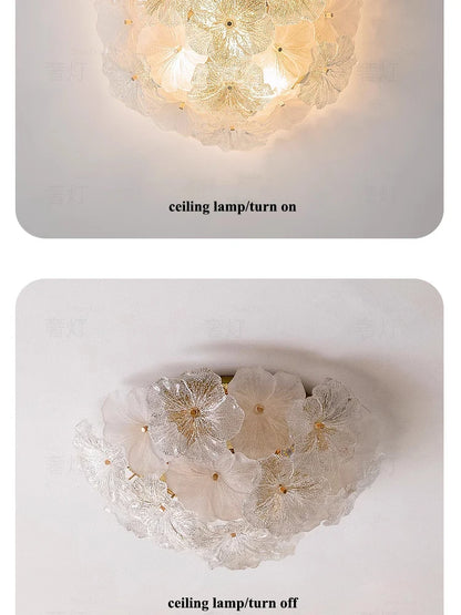 Modern Lustre Glass Flower Led Chandeliers Lighting Living Dining Room Pendant Lights Home Decor Bedroom Hanging Lamp Luminaire