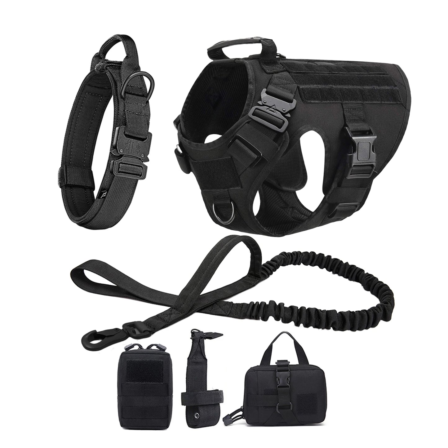 Dog Harness Collar Leash Molle Pouches For Medium Large Dogs Pet German Shepherd Training Walking Vest Tactical Dog Harnesses