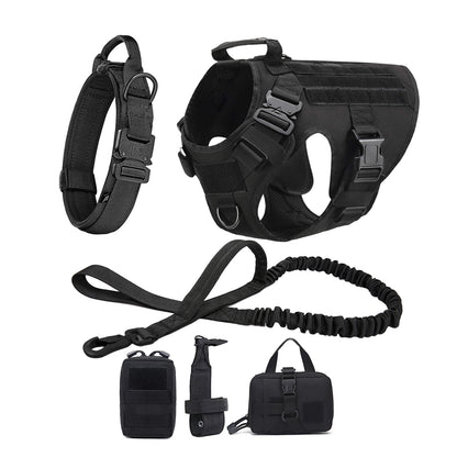 Dog Harness Collar Leash Molle Pouches For Medium Large Dogs Pet German Shepherd Training Walking Vest Tactical Dog Harnesses