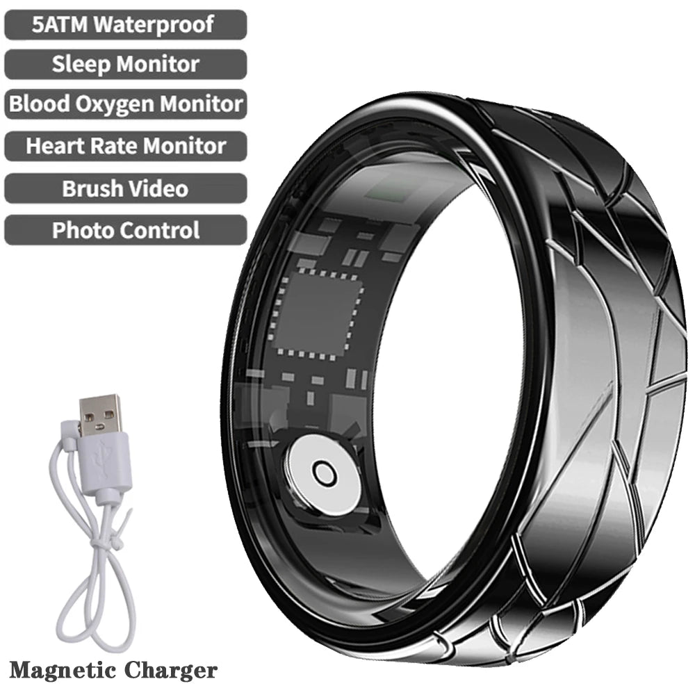 2026 Smart Ring Health and Sleep Tracker Heart Rate Blood Oxygen Monitor Brush Video 5ATM Waterproof Multi Sports Men Women Ring
