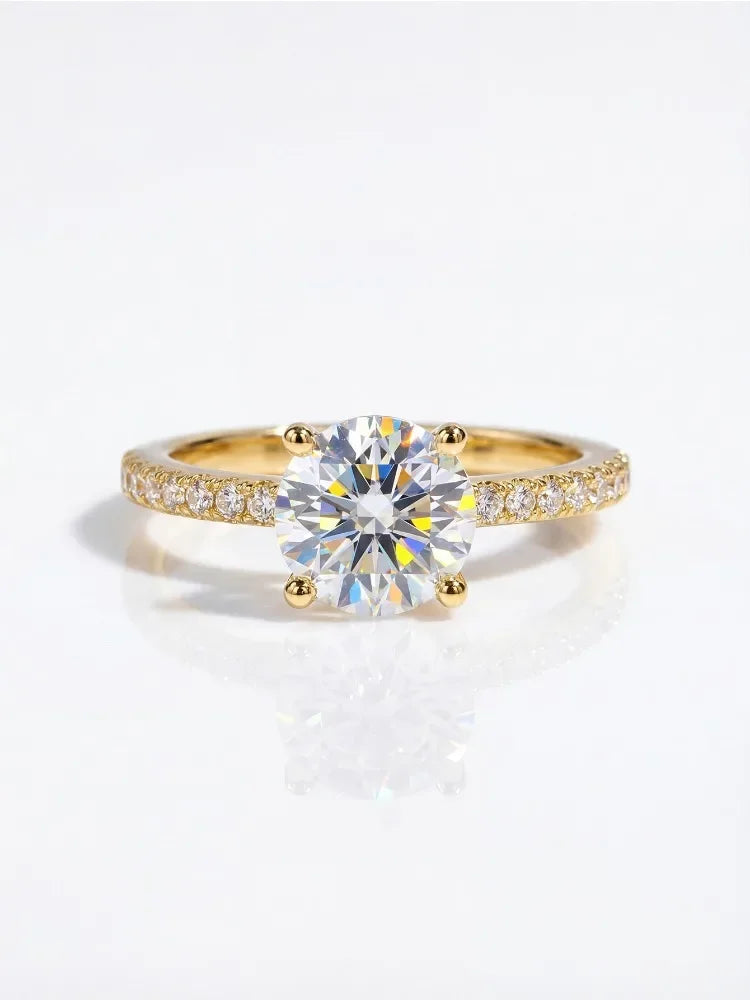 Real 1-5CT Classic Round Moissanite Diamond Rings for Women Wedding Real 925 Sterling Silver Designer Luxury Fine Jewelry