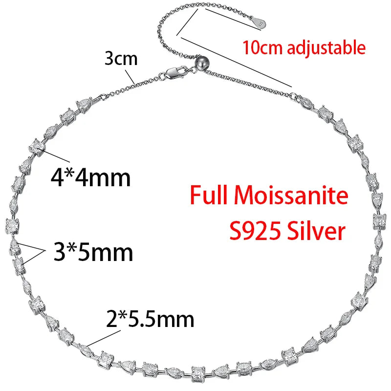 OEVAS 11.45cttw Full Moissanite Choker Necklace for Women S925 Silver Lab Diamond Wedding Party Luxury NeckChain Fine Jewelry