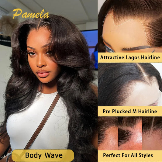 New Trend Lagos Hairline Body Wave 13x6 Lace Frontal Glueless Wig Curly Human Hair Glueless Lace Front Wig PrePlucked Woman Wigs