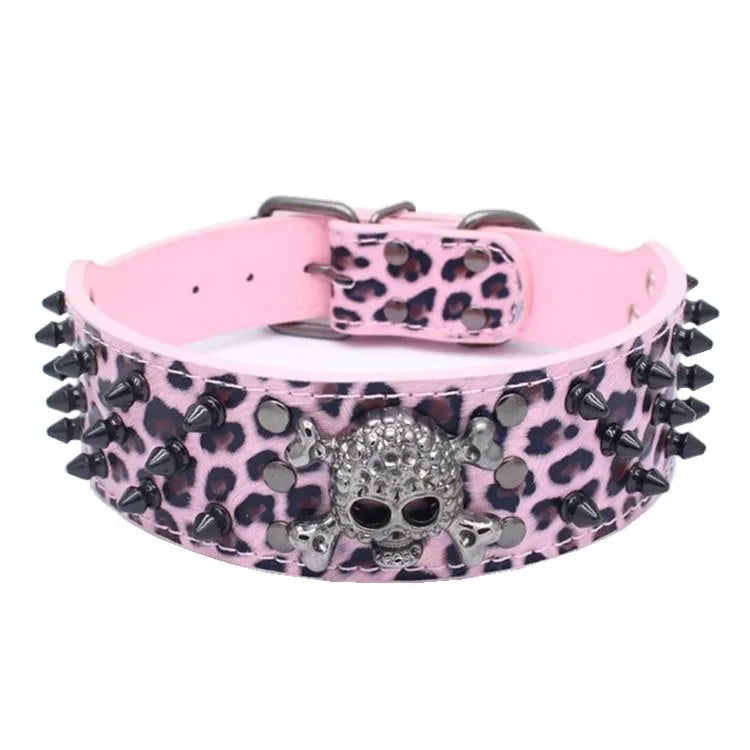 5CM Wide Spiked Studded Dog Collar Anti-Bite PU Leather Pet Collar for Large Dogs Pitbull Mastiff Pet Supplies Accessories