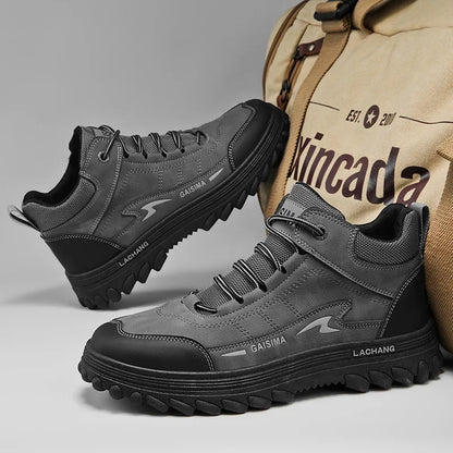 British Style Men's Motorcycle Boots High Top Tooling Shoes For Men Casual Boots Fashion Leather Ankle Boots Man Platform Boots