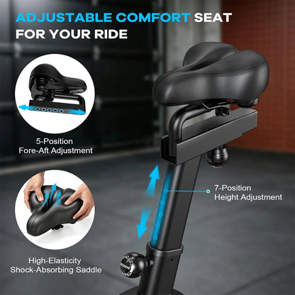 Pooboo Air Resistance Fan Exercise Bike, Upright Stationary Indoor Cycling Bike with Bluetooth Connection, Dual Action Handlebars and Dual-Layer Transmission System for Home Gym Cardio Training