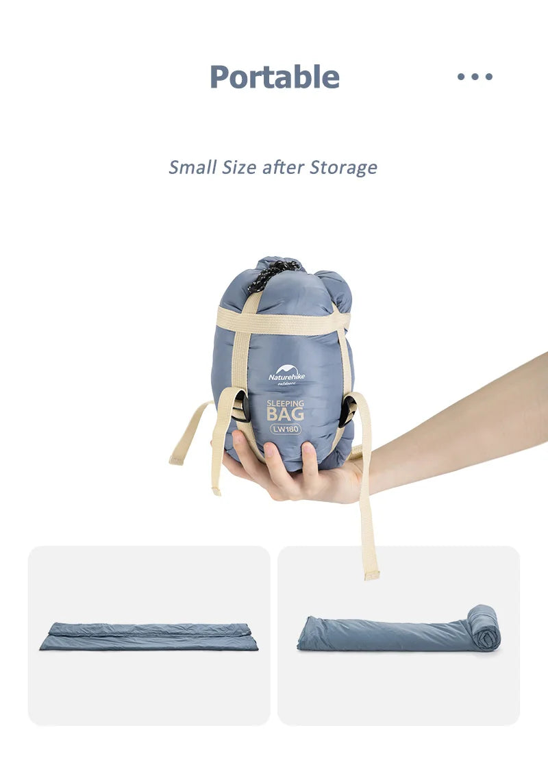 Naturehike Sleeping Bag LW180 Ultralight Cotton Sleeping Bag Waterproof Hiking Sleeping Bag Summer Outdoor Camping Sleeping Bag