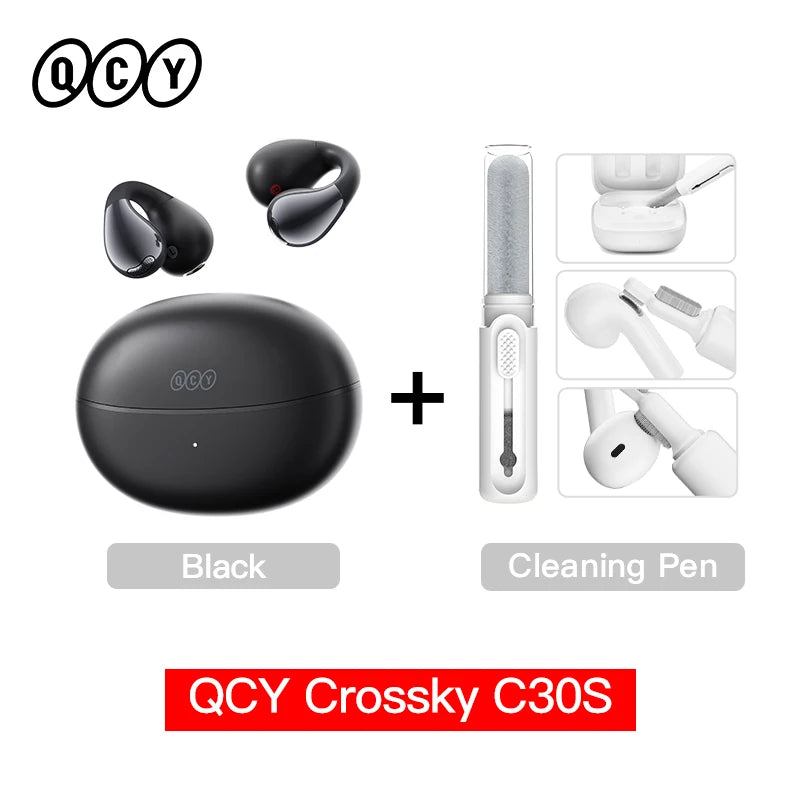 QCY Crossky C30S Open Ear Wireless Earphones Hi-Res with LDAC Ear Clip Earbuds Bluetooth 6.0 Clip On OWS Sports Headphones 40Hrs