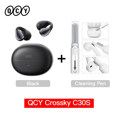QCY Crossky C30S Open Ear Wireless Earphones Hi-Res with LDAC Ear Clip Earbuds Bluetooth 6.0 Clip On OWS Sports Headphones 40Hrs