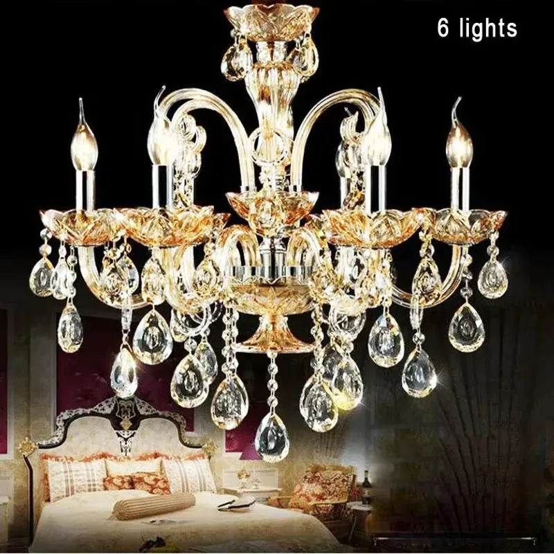 K9 Crystal Candle Chandelier decoration simple chandelier crystal light For Living Room Hotel AC110V~240V 6/8/10/12/15/18 Arms