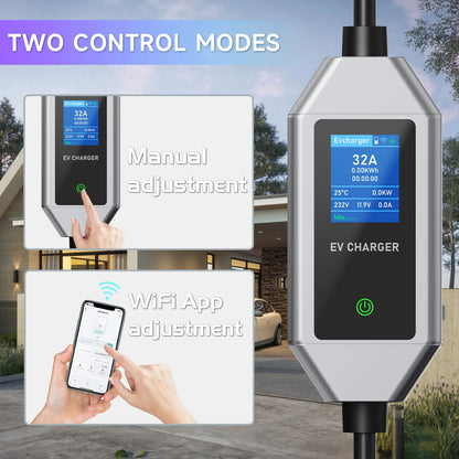 JNTAFEV Portable Charger 7.2KW 32A Type2 IEC62196-2 Electric Car Charger Type1 J1772 EV Charger GB/T CEE Plug WIFI APP Control