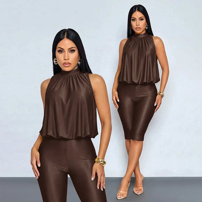 Sexy Halter Jumpsuits 2026 Summer Fashion Clothes Women One Piece Elegant Luxury Bodycon Club Party Playsuit Jumpsuits