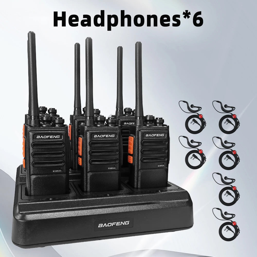 6-Pack Baofeng 888S PLUS Walkie Talkies UHF PMR446 MHz BF-888S Portable 16-Channel Long-Distance Professional Range 3-5km Radio