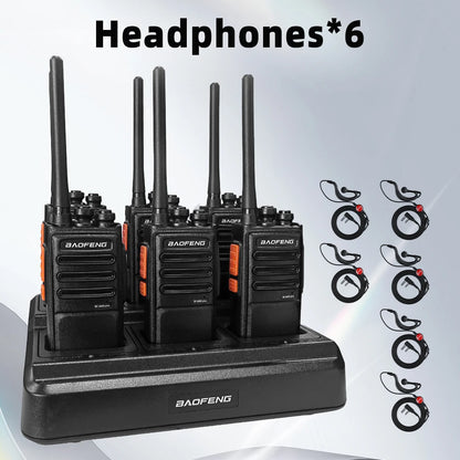 6-Pack Baofeng 888S PLUS Walkie Talkies UHF PMR446 MHz BF-888S Portable 16-Channel Long-Distance Professional Range 3-5km Radio