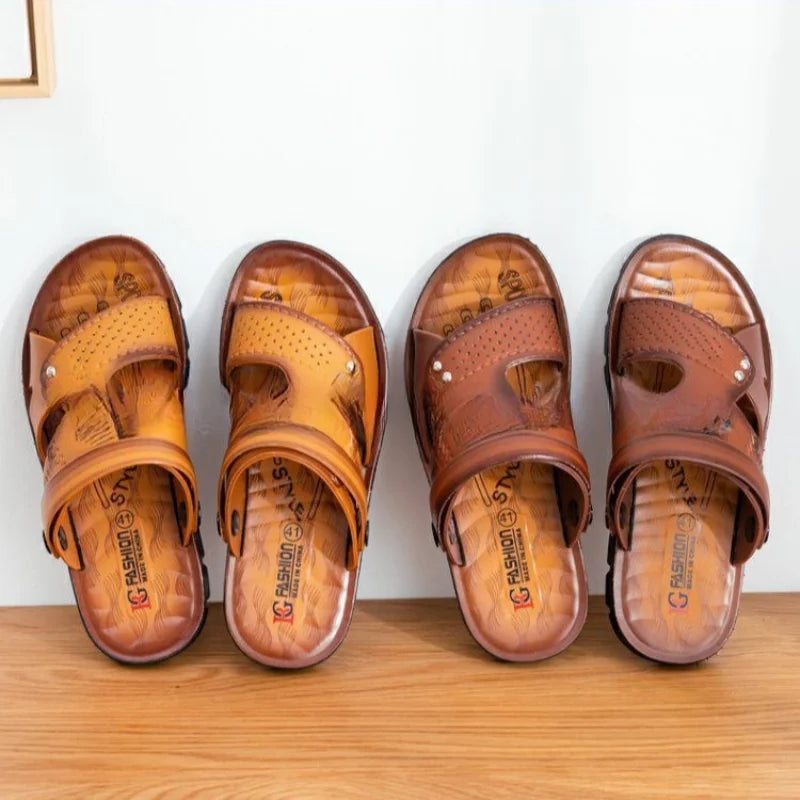 Summer New Leather Sandals Outdoor beach open toe slippers anti slip breathable dual-purpose shoes Casual comfort sandals