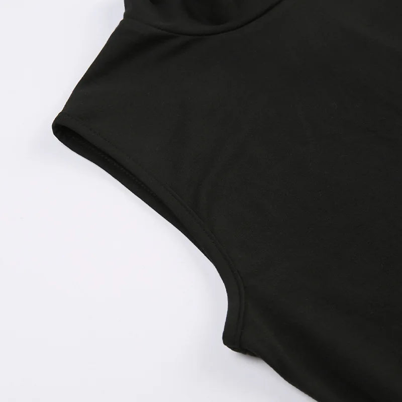 Turtleneck Bodycon Playsuit One-Pieces Shorts Sexy Rompers Womens Jumpsuit Black Combinaison Femme Zipper Ropa Mujer Sleeveless