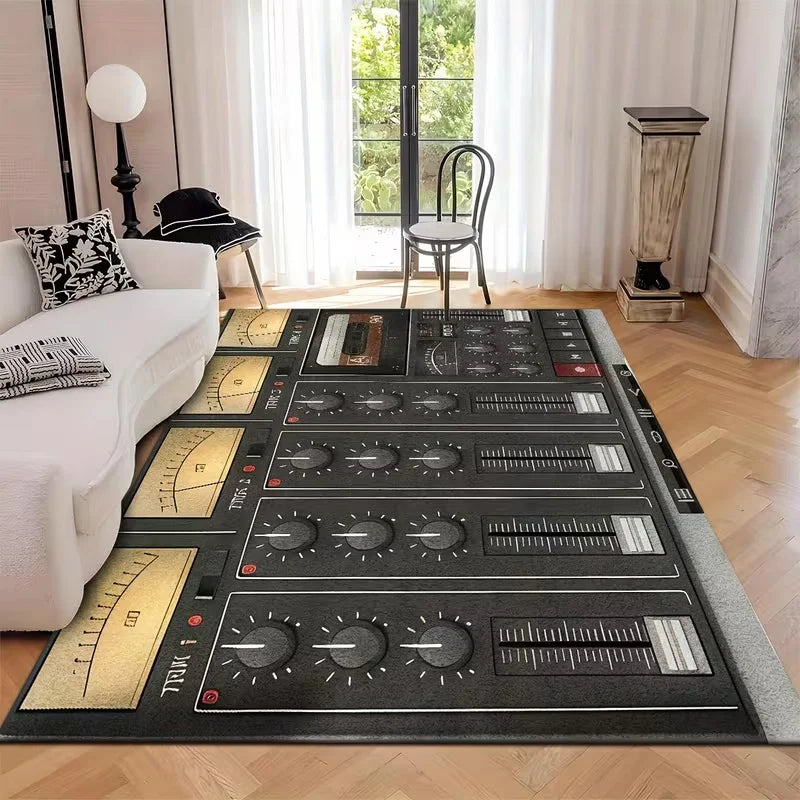 Professional Audio Mixer Rug Realistic 3D Music Studio Carpet with Knobs Sliders Buttons Perfect for Music Lovers Home Decor