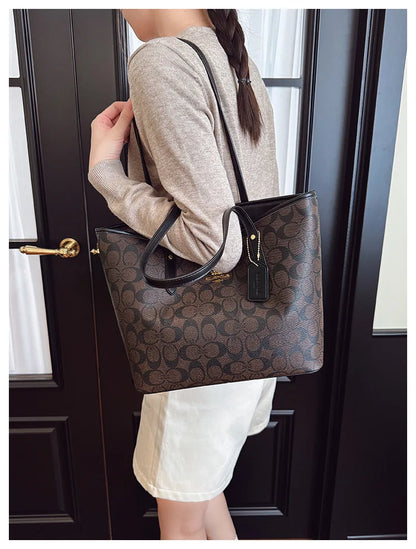 European and American Fashion Printed Large Capacity Women's Bag 2026 New Trendy Retro Luxury Single Shoulder Tote Bag