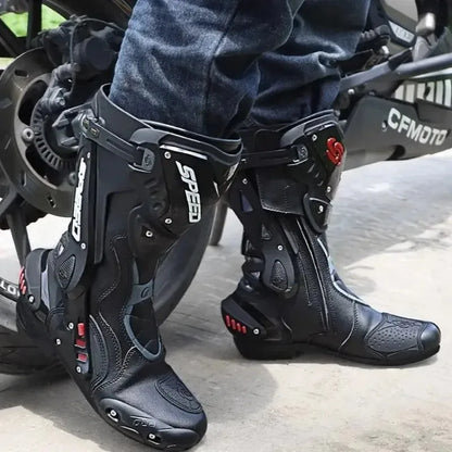 PRO-BIKER Motorcycle Boots Waterproof Racing Boots All-Season Anti-Slip Waterproof Off-Road Boots for Men Women B1008