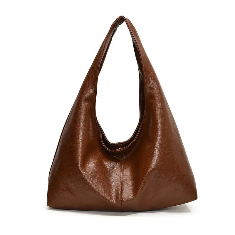 Big Black Shoulder Bags for Women Large Hobo Shopper Bag Solid Color Quality Soft Leather Crossbody Handbag Lady Travel Tote Bag