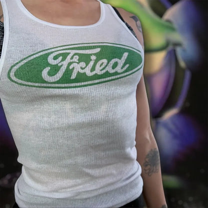 Fried Tank Top Street Gothic Style Top 20 Inch Vest Emo Girls Aesthetic Letter Print Grunge Goth Camisole Top Female Clothing