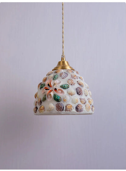 Glass Ceiling Chandelier Creative Sea Shell Lampshade Bedroom Bedside Hanging Lamp Interior Decoration Lighting Pendant Lights
