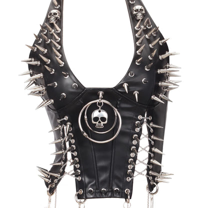 Goth Top Y2K Clothes Women's Tanks Emo Clothing Gothic Boho Tops with Spikes Punk Rock Teens Festival Spiked Bra Grunge T Shirt