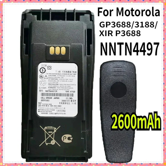 NNTN4497 2600mAh Rechargable Battery For Motorola Walkie Talkie GP3688/3188/XIR P3688 High Capacity Typec